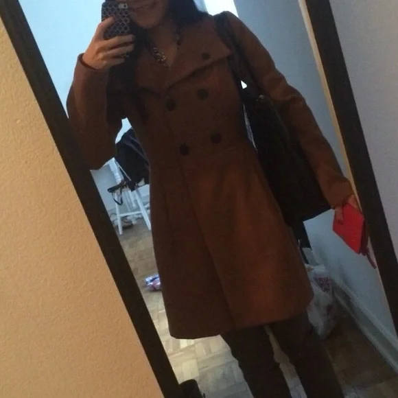 Zara Tan Double-Breasted Pea Coat - Picture 13 of 16
